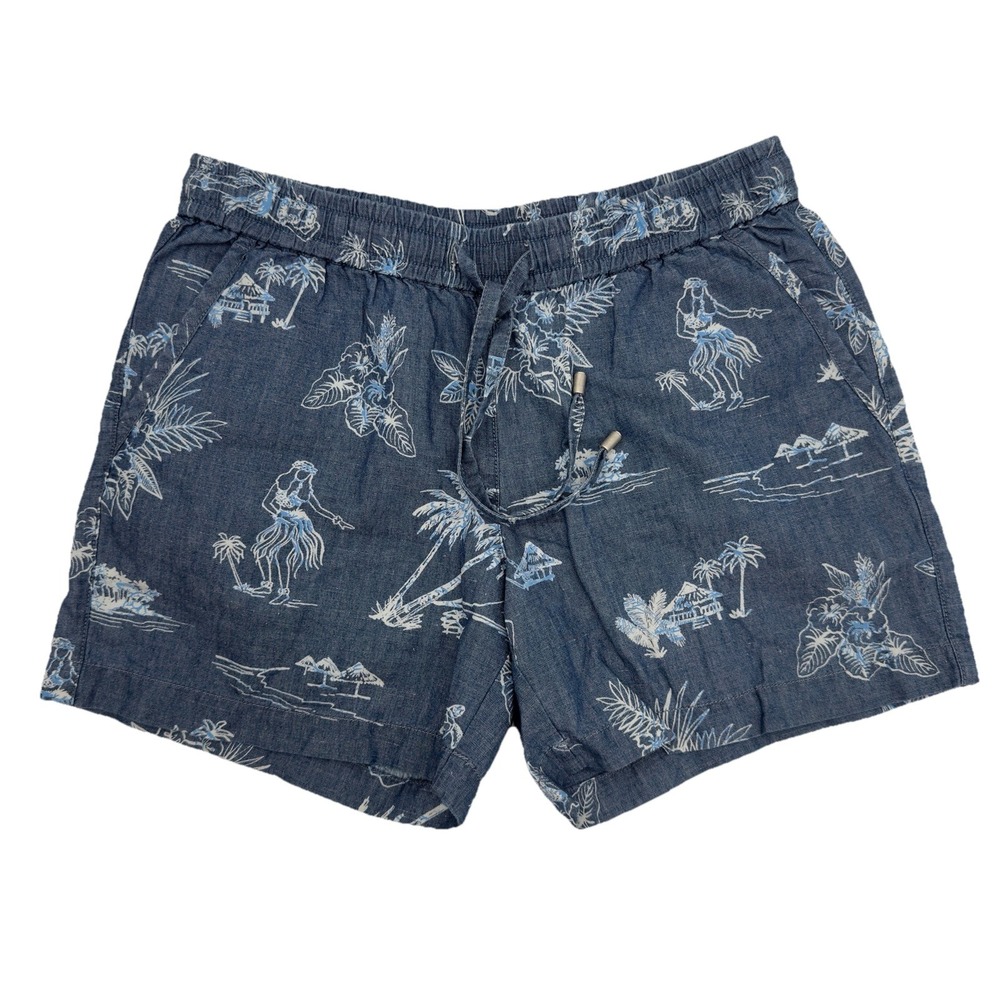 Tommy Bahama Linen Blend Shorts Women's Size XS Chambray‎ Hawaiian Hula Girl NEW